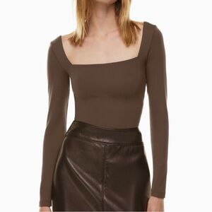 Babaton Chocolate Brown Long Sleeve Bodysuit